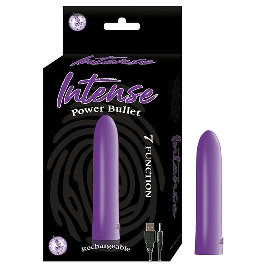 Intense Power Bullet Rechargeable 7 Function Usb Cord Included Waterproof Purple