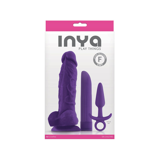 Inya Play Things Purple Set Plug, Dildo & Vibrator