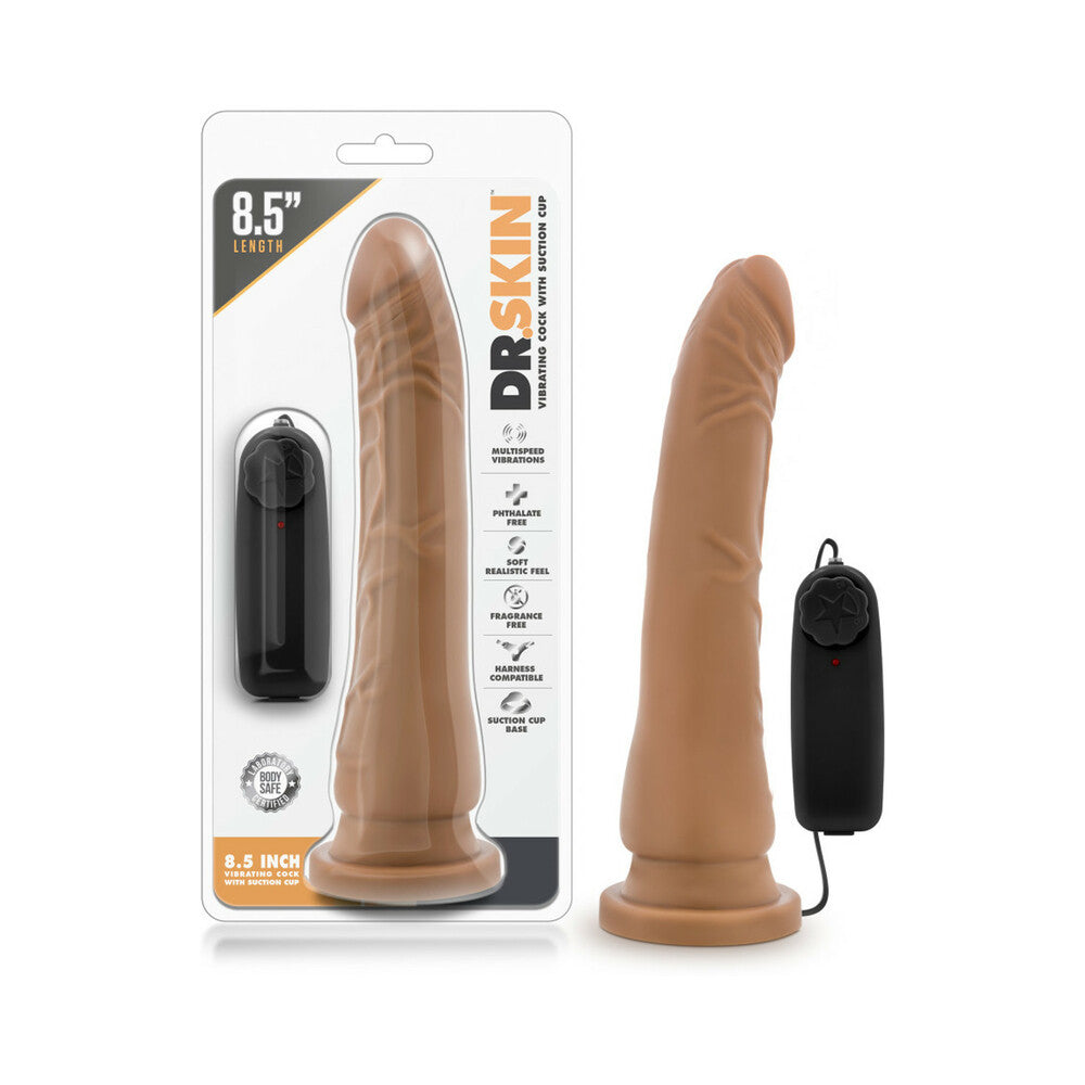Dr. Skin - 8.5 Inch Vibrating Realistic Cock With Suction Cup - Mocha