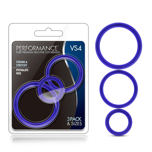 Performance VS4 Pure Premium Silicone Cockring Set Indigo
