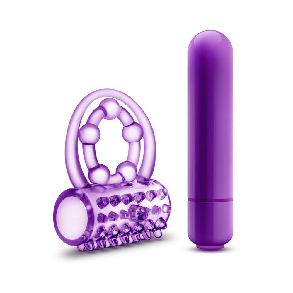 Blush Play With Me the Player Vibrating Double Strap Cockring - Purple