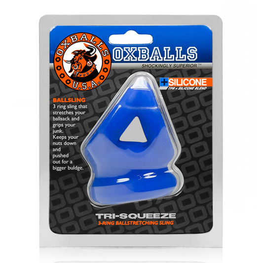 Oxballs Tri-squeeze Cocksling/ballstretcher, Cobalt Ice
