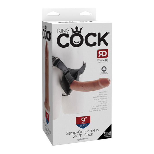 King Cock Strap-on Harness W/ 9in Cock Tan