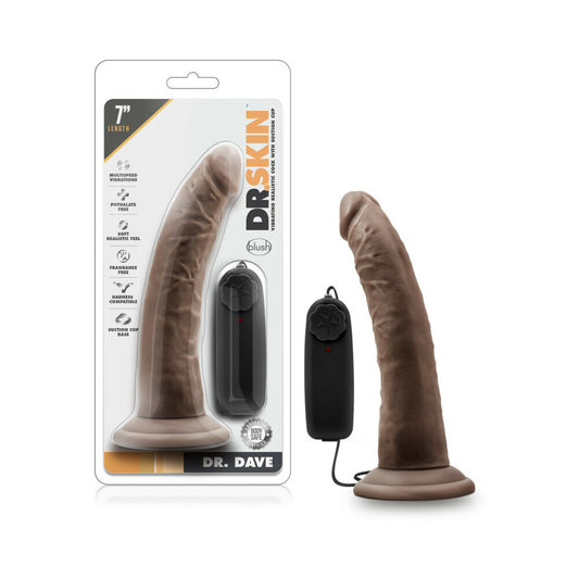 Dr. Skin - Dr. Dave - 7 Inch Vibrating Cock With Suction Cup - Chocolate