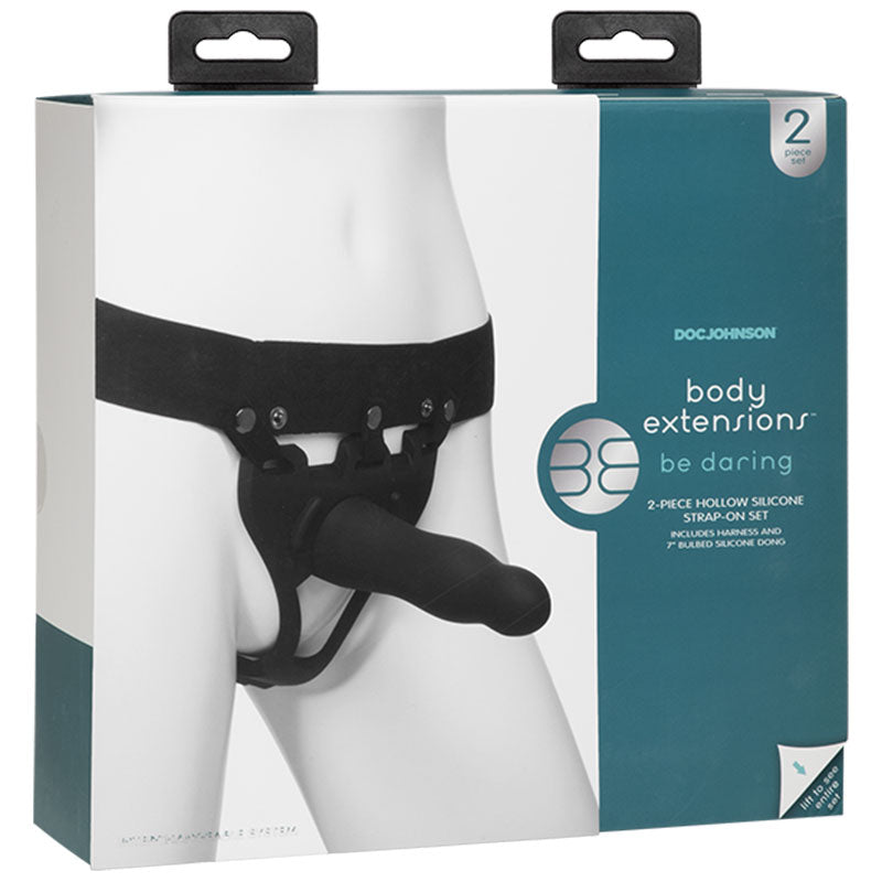 Body Extensions Be Daring Hollow Slim Dong Strap On Set Black