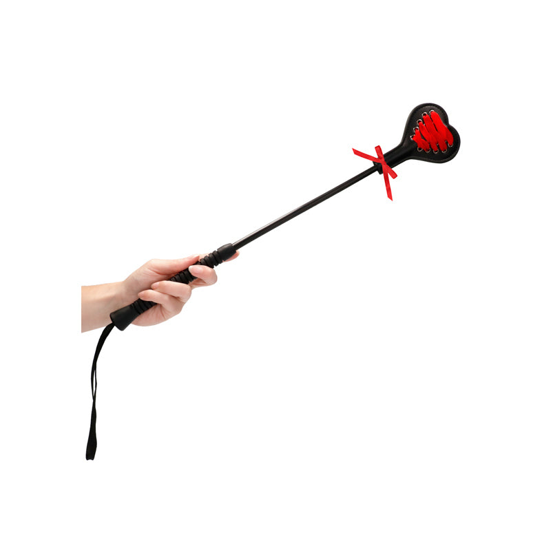 Ouch! Crop Black Heart With Red Lace - Large