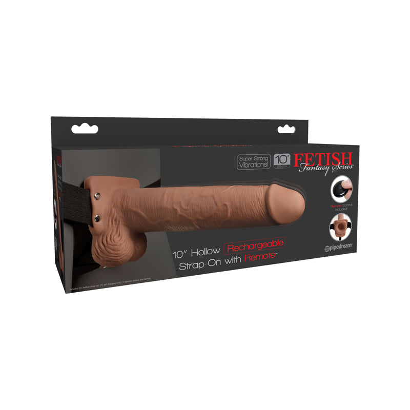 Fetish Fantasy Series 10 Hollow Rechargeable Strap-on With Remote - Tan