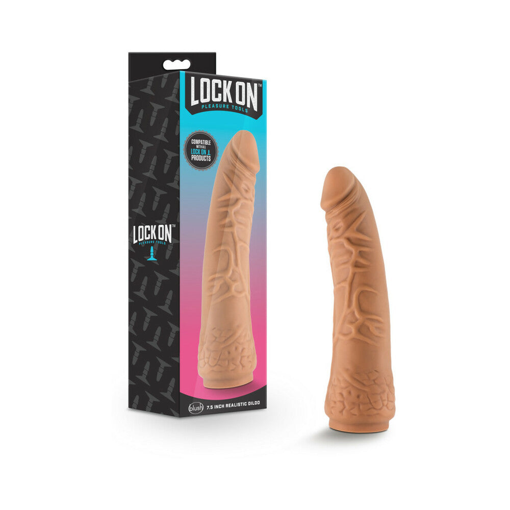 Lock On - 7.5 Inch Realistic Lock On Dildo - Mocha