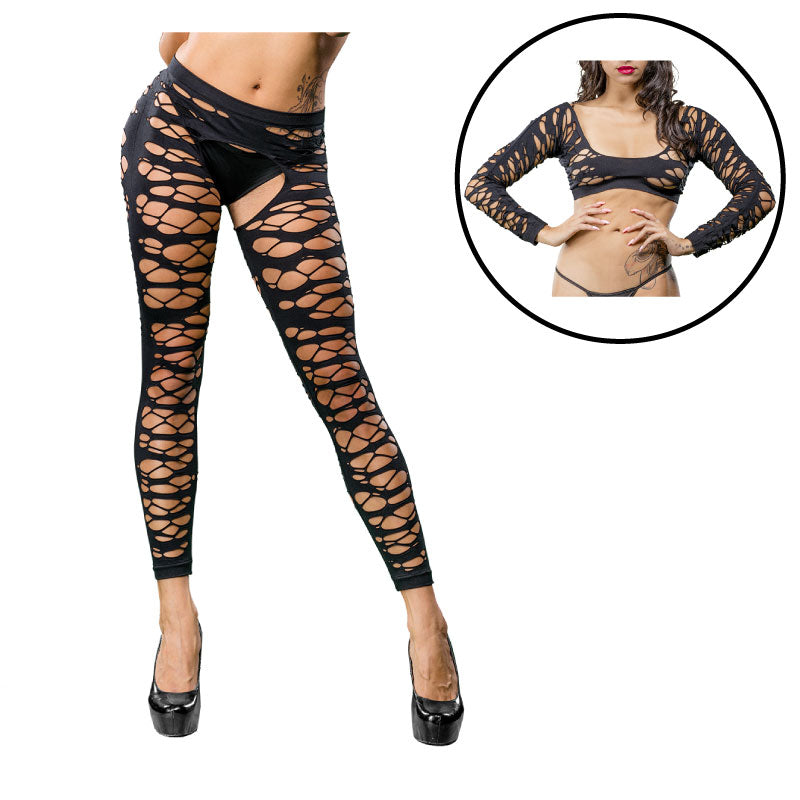 Violet Mesh Crotchless Legging