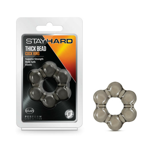 Stay Hard Thick Bead Cock Ring Black