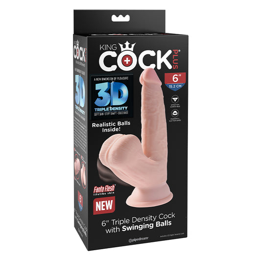 King Cock Triple Density Cock 6 In With Swinging Balls