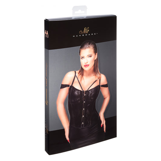 Noir Handmade Corset With Lace And Powerwetlook Xl