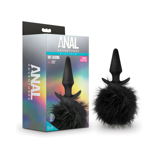 Blush Anal Adventures Platinum Rabbit Tail Plug - Black