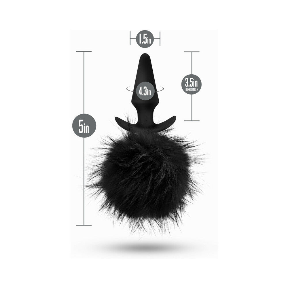 Blush Anal Adventures Platinum Rabbit Tail Plug - Black