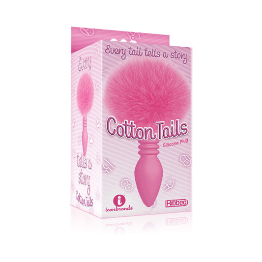 The 9's Cottontails Silicone Bunny Tail Butt Plug Ribbed Pink
