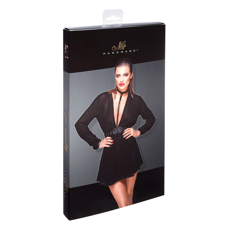 Noir Handmade Chiffone Minidress With Choker 3xl