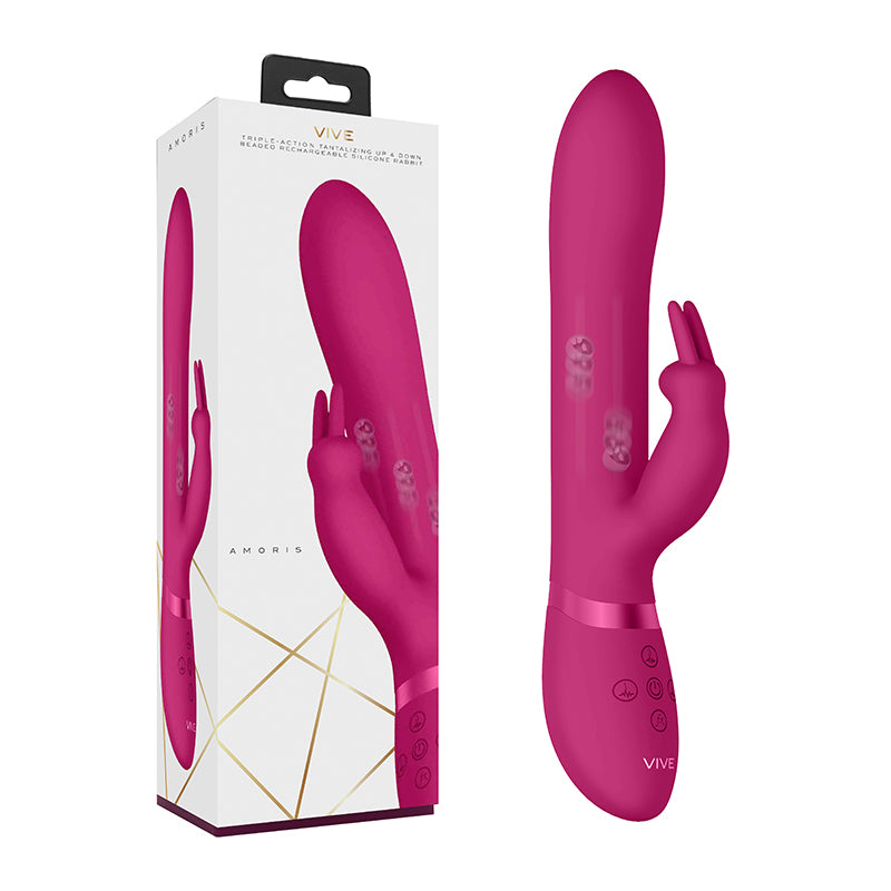 Shots Amoris Stimulating Beads Rabbit Pink