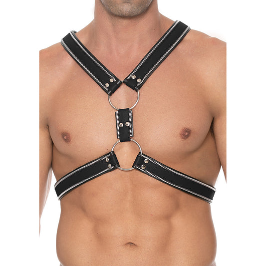 Premium Leather O-ring Zipper Series Bulldog Harness S/m Black