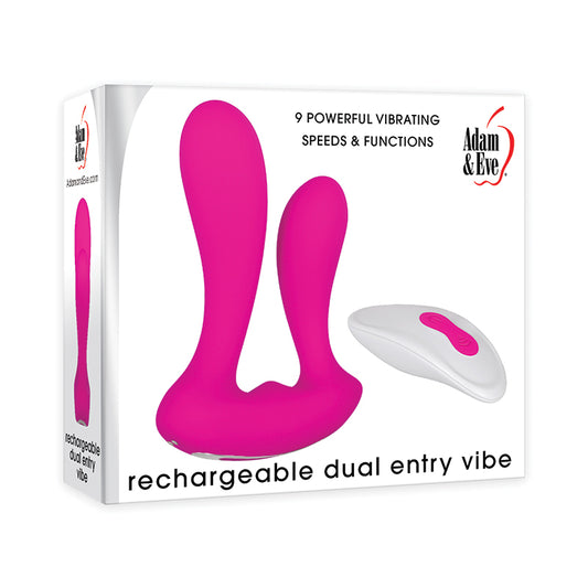Adam & Eve Rechargeable Dual Entry Vibe w/Remote - Pink