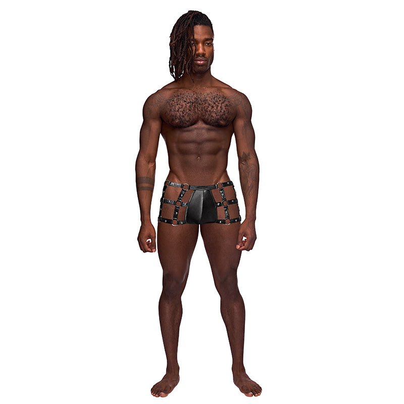 Fetish Vulcan Nylon Spandex Caged Short Black S/M