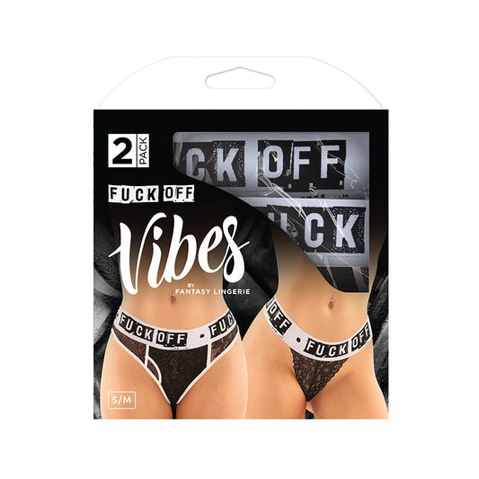Vibes Fuck Off Buddy Pack 2 Pc. Lace Boyfriend Brief & Lace Thong L/xl Black/white