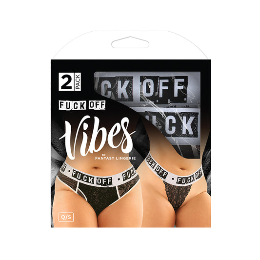 Vibes Fuck Off Buddy Pack 2 Pc. Lace Boyfriend Brief & Lace Thong Qs Black/white