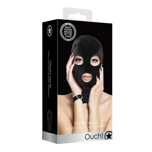 Ouch Velvet & Velcro Mask With Eye And Mouth Opening