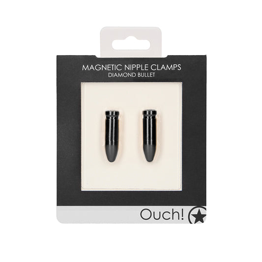 Ouch Magnetic Nipple Clamps - Diamond Bullet - Black