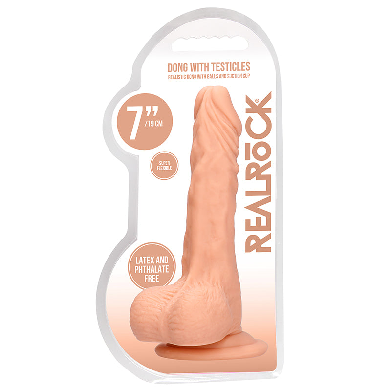 Real Rock Realistic Dildo With Balls - 7" - 17 Cm - Vanilla