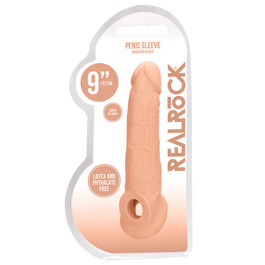 Real Rock Penis Extender With Rings - 9" - 22 Cm - Vanilla