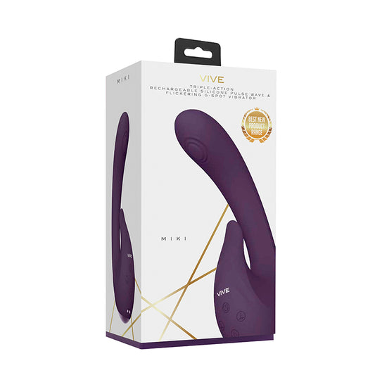 Vive - Miki Rechargeable Pulse-wave & Flickering Silicone Vibrator - Purple