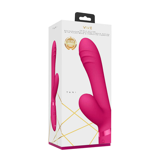 Vive - Tani Rechargeable Pulse-wave Triple-motor Finger Motion Silicone Vibrator - Pink
