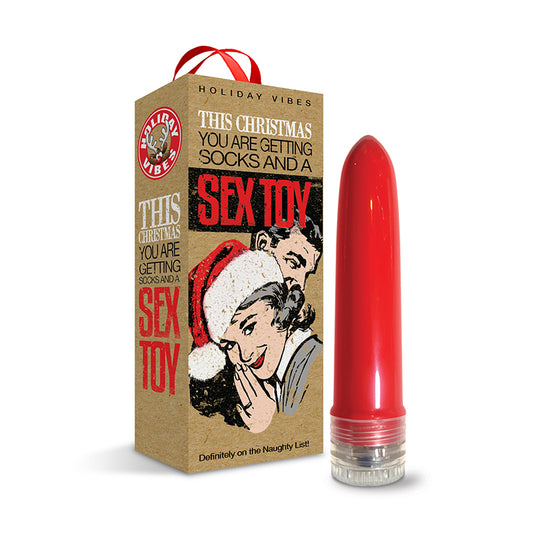 Naughty List Gift Socks And A Sex Toy 4 In. Multi-speed Vibe With Storage Bag