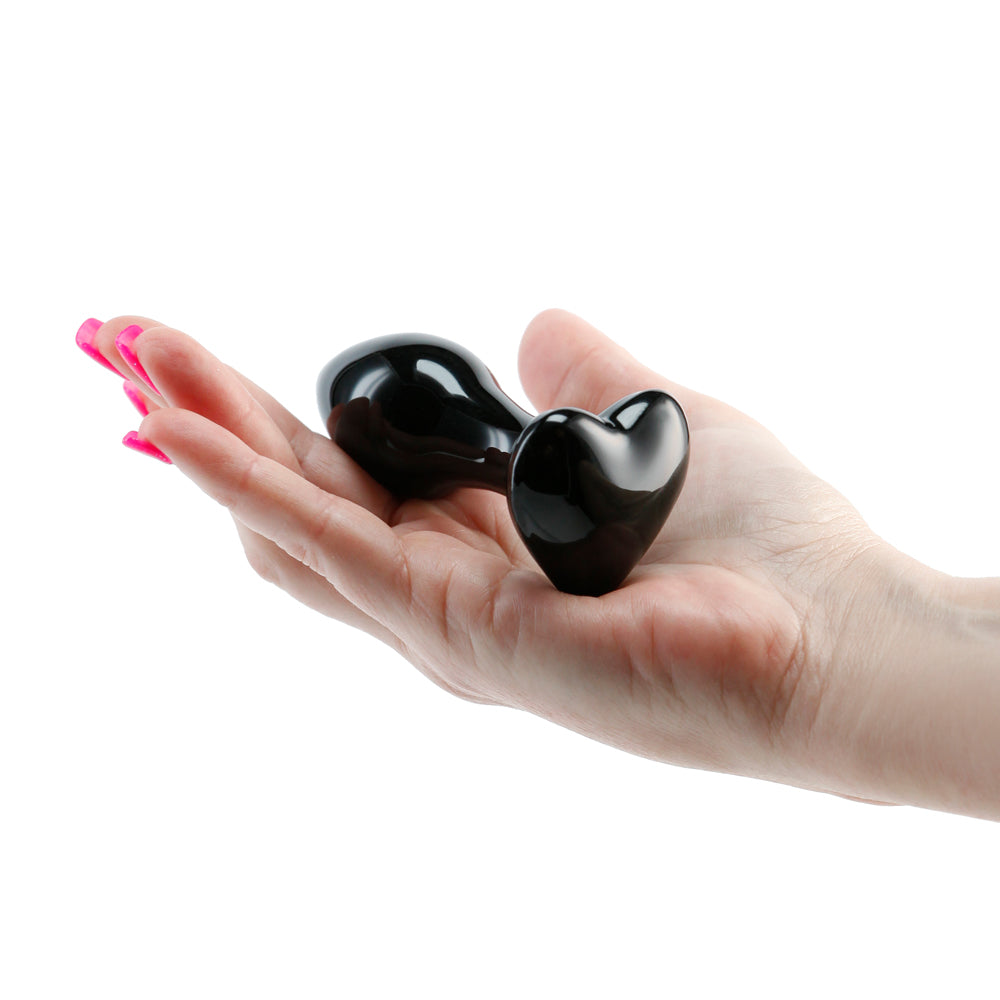 Crystal Heart Butt Plug - Black