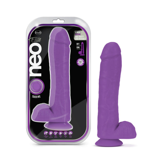 Neo Elite - 9-inch Silicone Dual-density Cock With Balls - Neon Pink