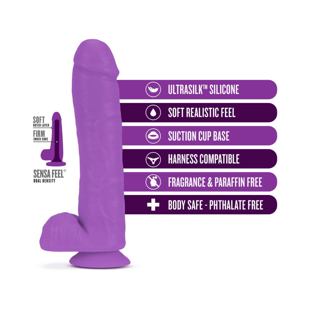 Neo Elite - 11.5-inch Silicone Dual-density Cock With Balls - Neon Purple
