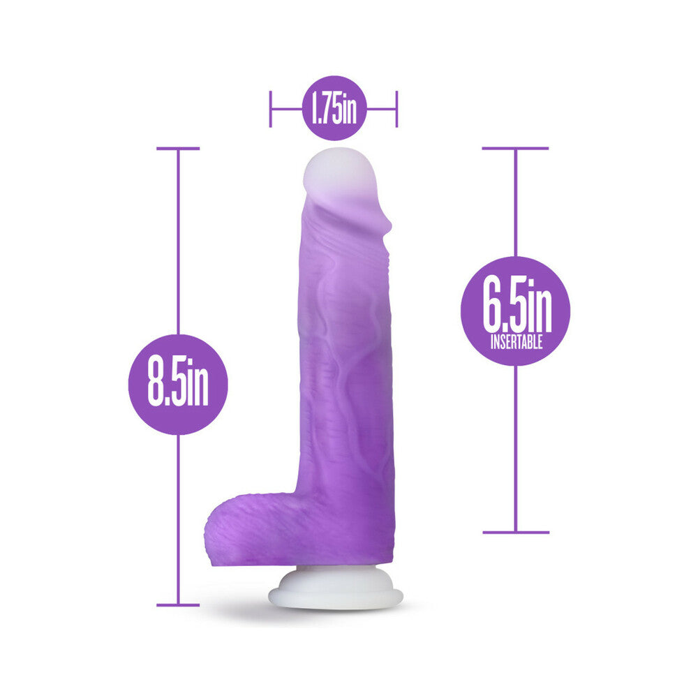 Neo Elite - 8-inch Silicone Dual-density Cock With Balls - Neon Purple