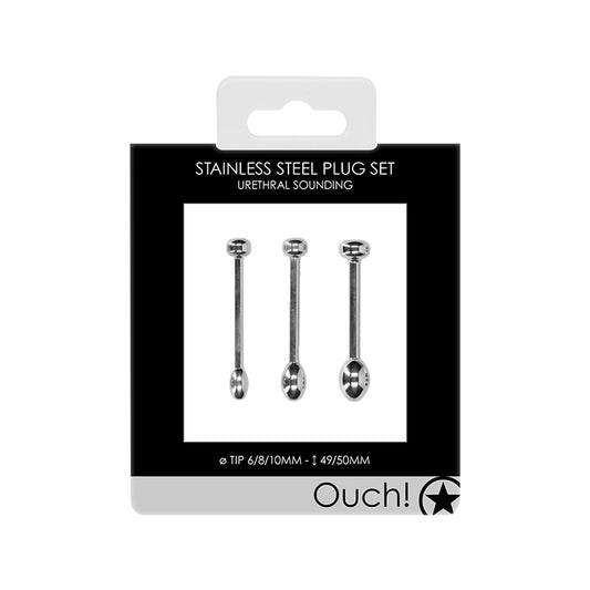 Ouch Urethral Sounding - Metal Plug Set - 6/8/10 Mm
