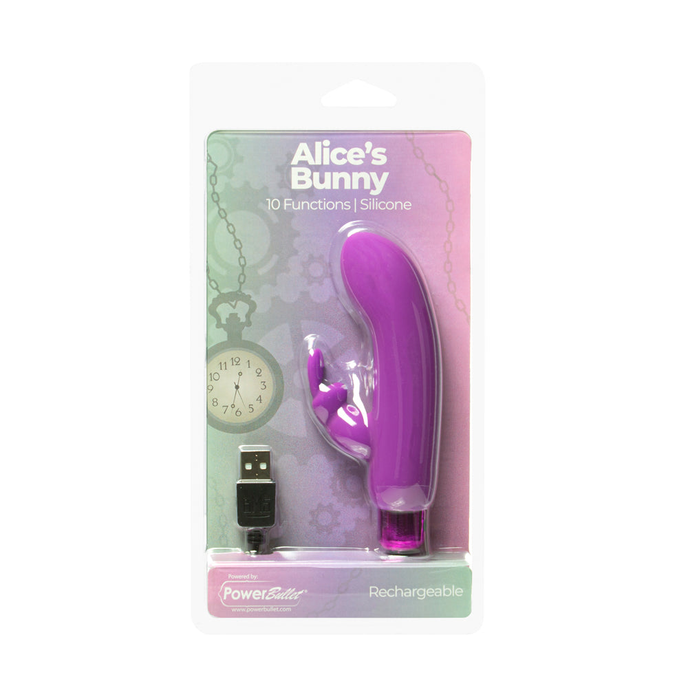 Alices Bunny Rechargeable Bullet With Removable Rabbit Sleeve Purple