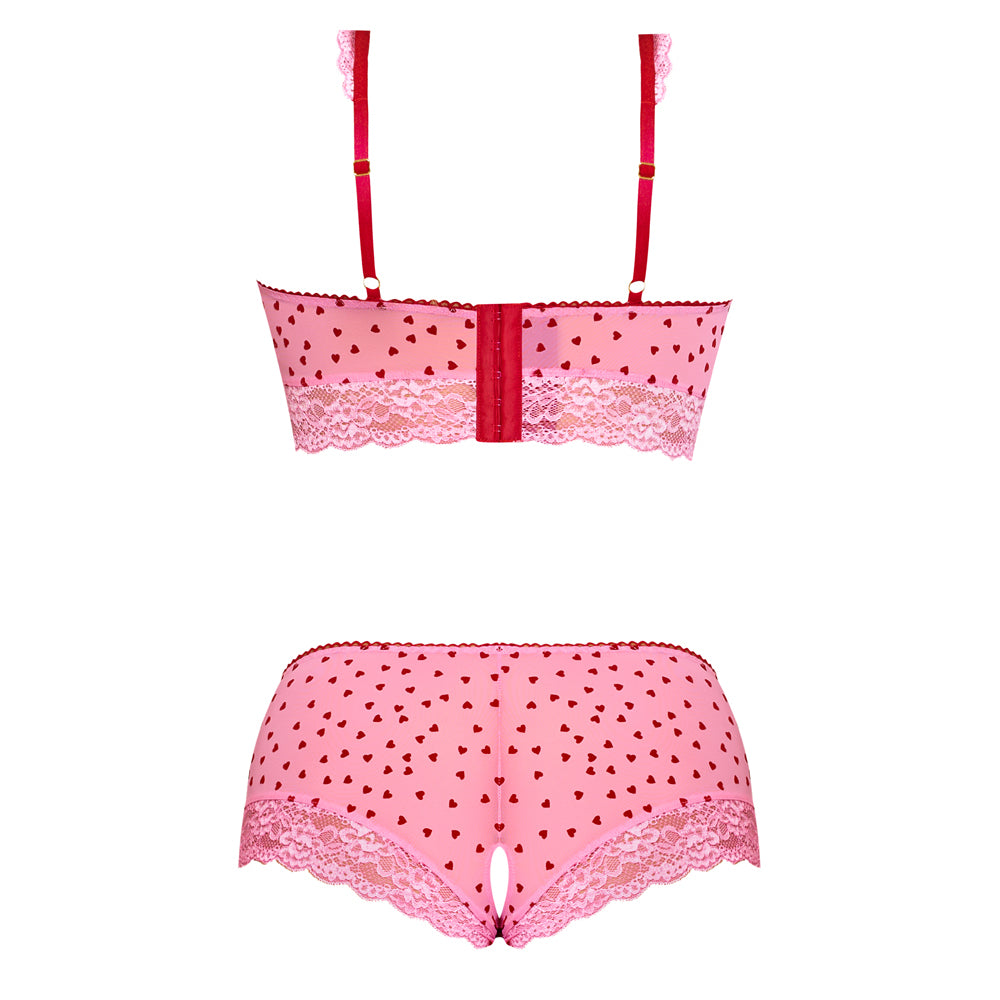 Magic Silk Tickled Pink Demi Bra & Split-crotch Short Pink L/xl