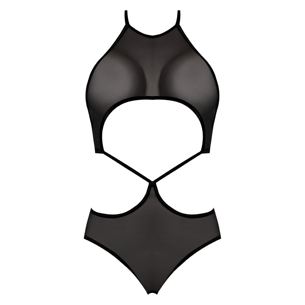 Magic Silk Forever Mesh Crotchless Underboob Teddy With Split Back Black S/m