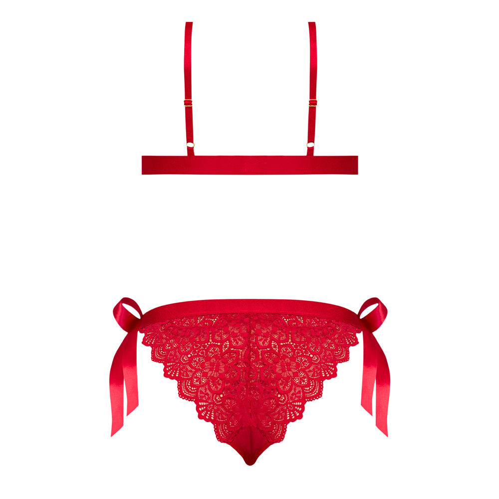 Magic Silk Sugar & Spice Ribbon-tie Bra & Panty Set Red S/m