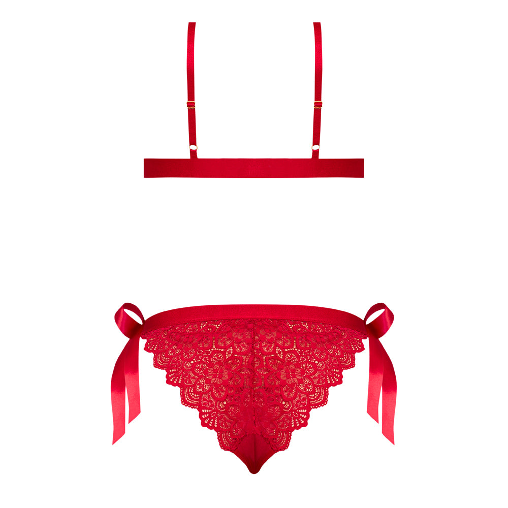 Magic Silk Sugar & Spice Ribbon-tie Bra & Panty Set Red L/xl