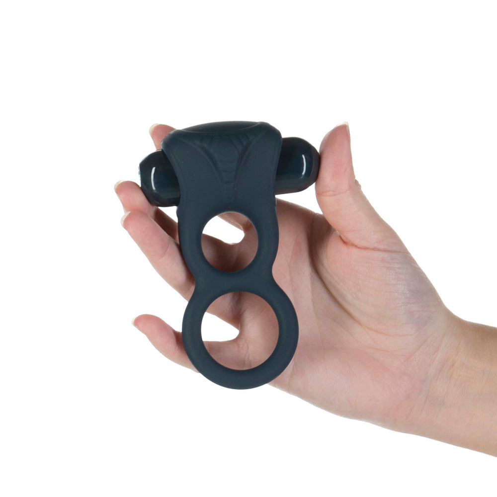 Lux Active Triad 4.5 In. Vibrating Dual Ring Silicone Black