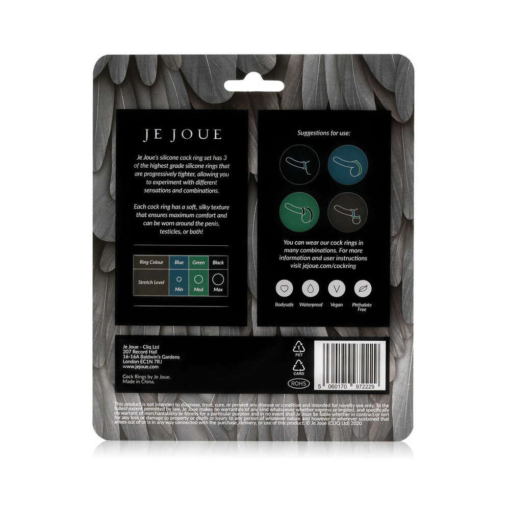 Je Joue 3-pack Silicone C-rings Black/green/blue