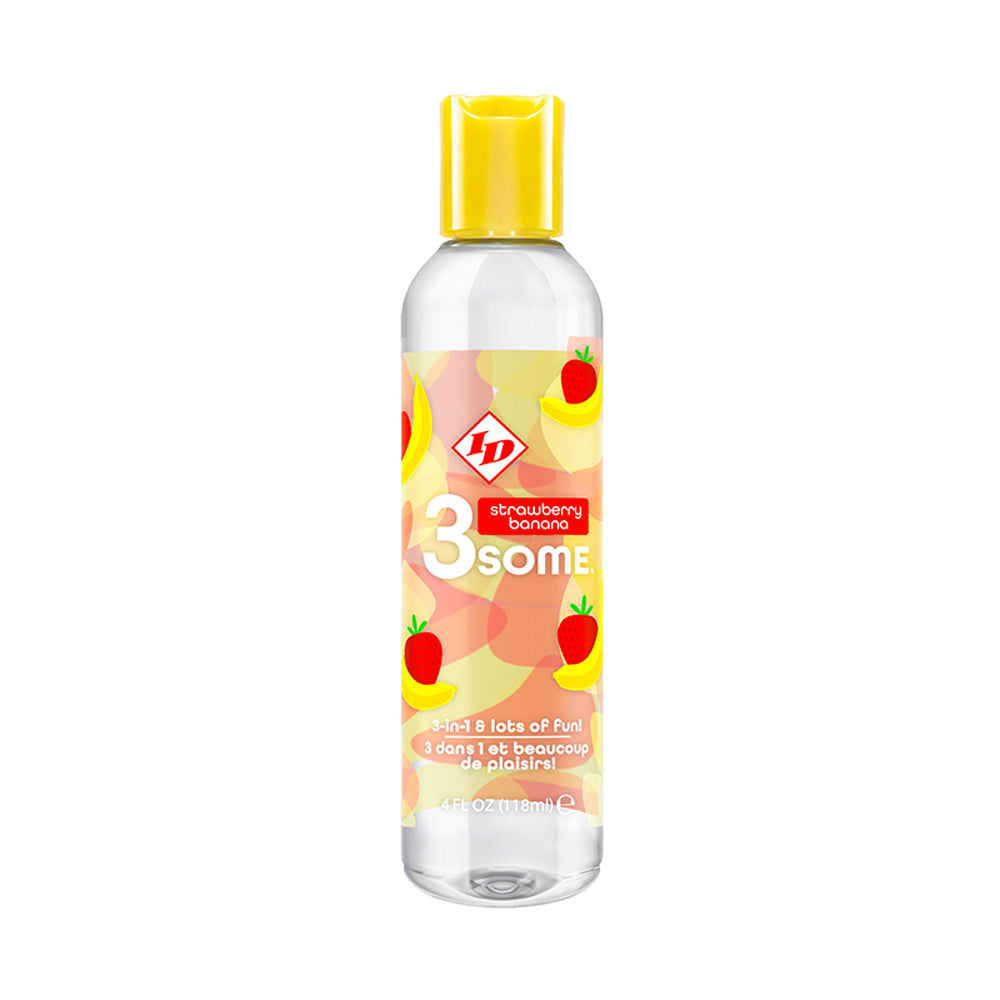 3some 3-in-1 Lubricant - Strawberry Banana - 4 Fl. Oz.