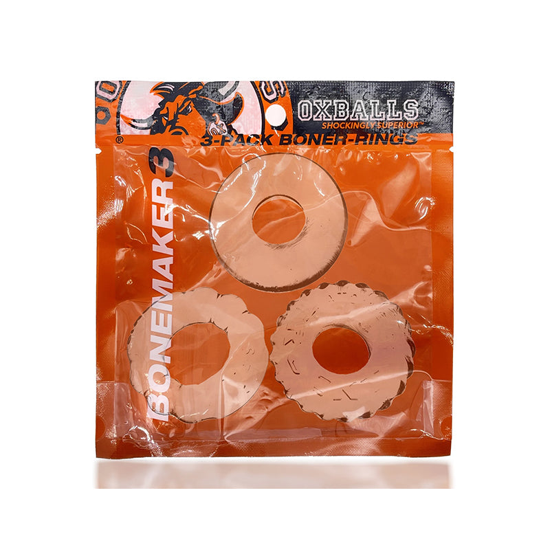 Oxballs Bonemaker 3-pack Boner Cockring Kit Flextpr Clear