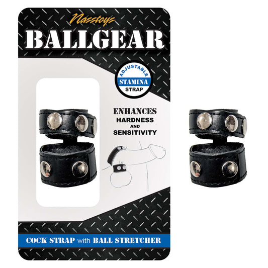 Ballgear Cock Strap W/Ball Stretcher Bk