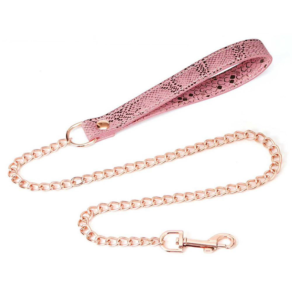 Collar And Leash Micro Fiber Snake Print With Leather Lining
