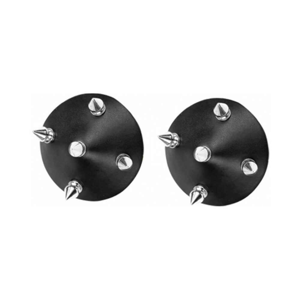 Nipplicious Temptress Leather Pasties With Studs Black